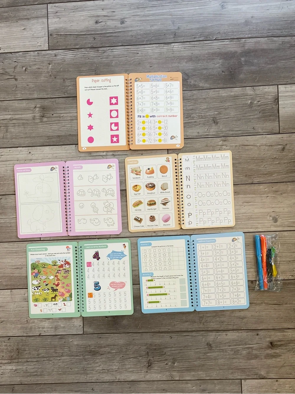 FREKNOW | Magic Grooved Practice Copybooks with Pens | Bundle: Set of 5